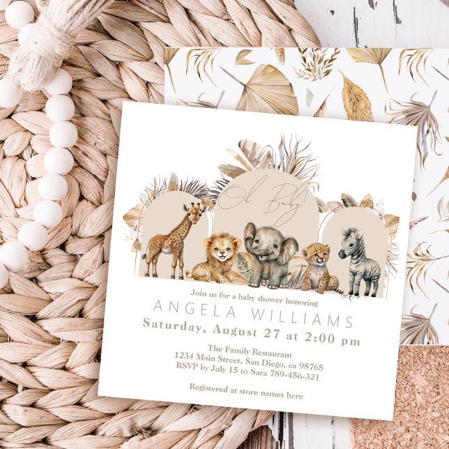 Invitación Oh Baby Safari Animals Boho Baby Shower (Subido por el creador)