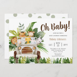 Invitación Oh Baby Safari Jungle Zoo Animals Boy Baby Shower