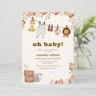 Invitación Oh Baby Safari Salvaje de la Jungla Ropa de Bebé S