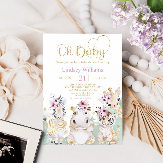 Invitación Oh Baby Safari Wild One Zoo Animals Baby Shower (Subido por el creador)
