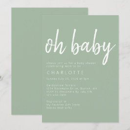 Invitación Oh Baby Sage Green Gender Neutral Baby Shower