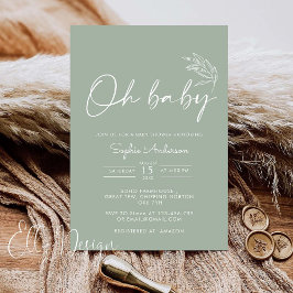 Invitación Oh Baby Sage Green Modern Baby Shower
