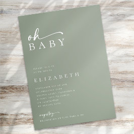 Invitación Oh Baby Sage Green Script Baby Shower