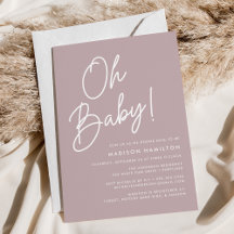 Oh Baby Script Dusty Purple Baby Shower Minimalist