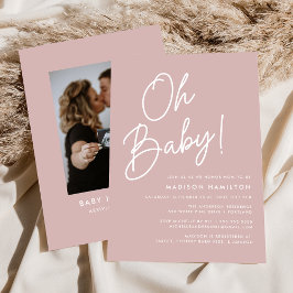 Invitación Oh Baby Script Dusty Rosa Foto Baby Shower