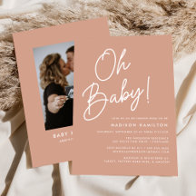 Oh Baby Script Terracotta Photo Baby Shower
