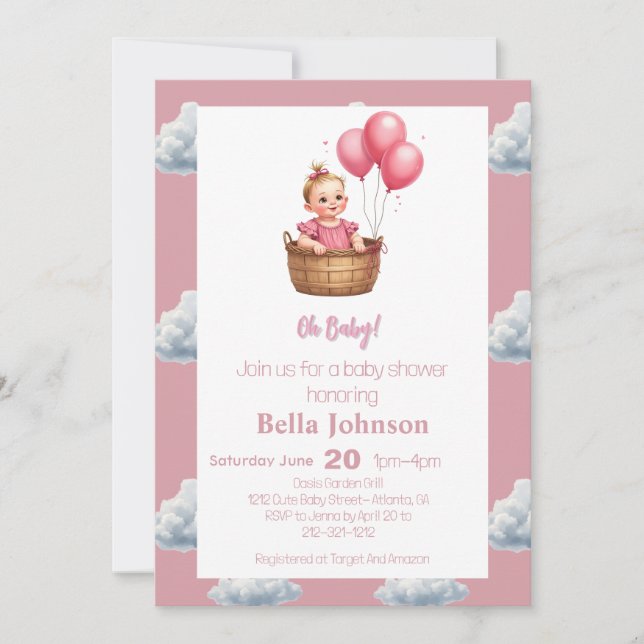 Invitación Oh Baby Shower  (Anverso)