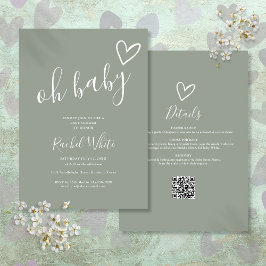Invitación Oh Baby Shower All In One Neutral Sage Green