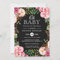 Oh Baby Shower Modern Beautiful Floral Wreath Wrap