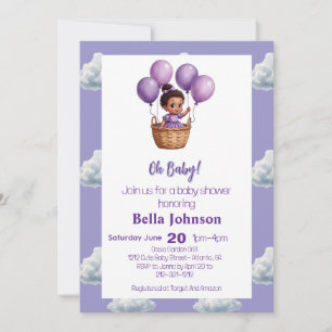 Invitación Oh Baby Shower Purple