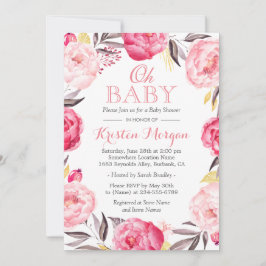 Invitación Oh Baby Shower Romántica Wreath Botánica Floral