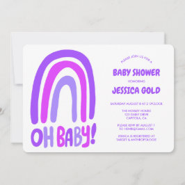 Invitación OH BABY SHOWER Sweet Purple Rainbow PERSONALIZADO
