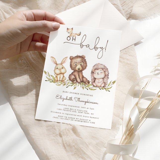 Invitación Oh Baby Shower Woodland Cute Animals (Subido por el creador)