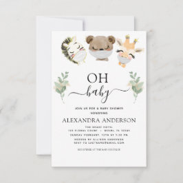 Invitación Oh Baby Shower Woodland Eucalyptus