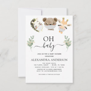 Invitación Oh Baby Shower Woodland Eucalyptus