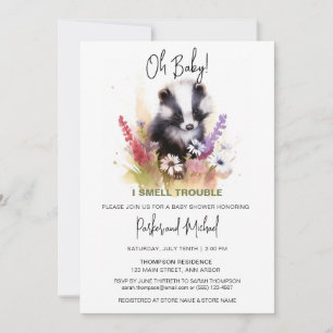 Invitación Oh Baby Skunk Woodland Animal Baby Showers