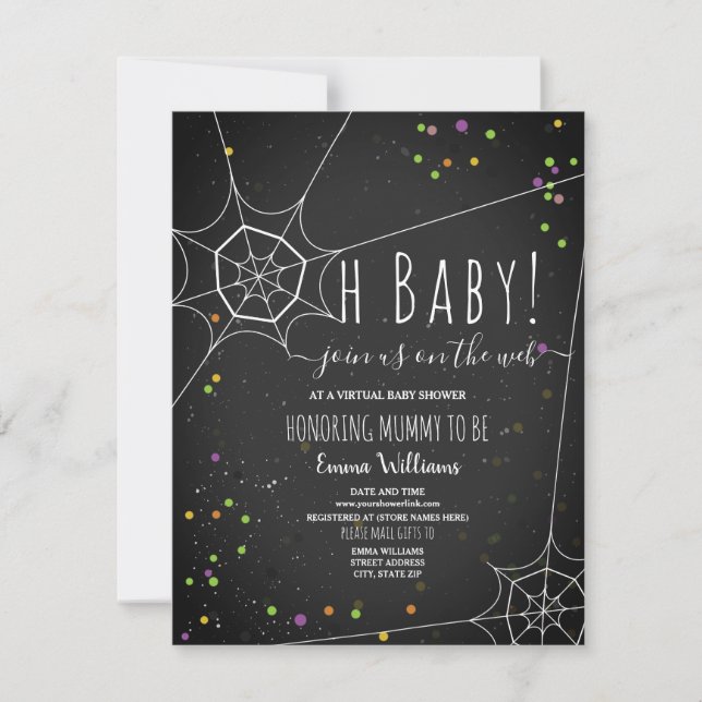 Invitación Oh Baby Spiderweb Halloween Virtual Baby Shower (Anverso)