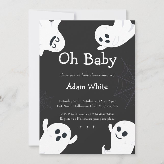 Invitación Oh Baby Spooky Ghost Halloween Fall Baby Shower (Anverso)