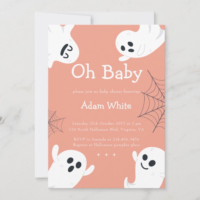 Invitación Oh Baby Spooky Ghost Halloween Fall Baby Shower (Anverso)