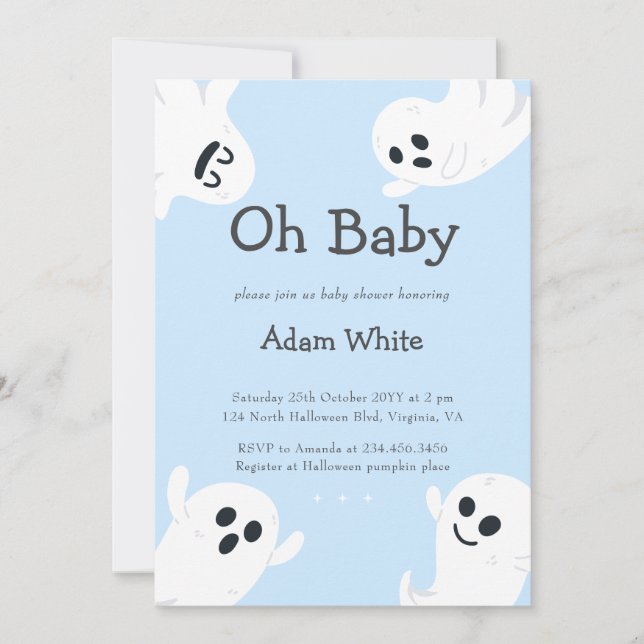 Invitación Oh Baby Spooky Ghost Halloween Fall Baby Shower (Anverso)