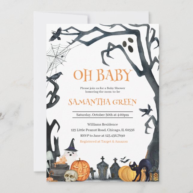 Invitación Oh Baby Spooky Halloween Baby Shower (Anverso)