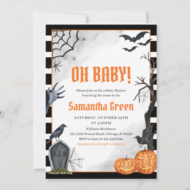 Invitación Oh Baby Spooky Halloween Baby Shower (Anverso)