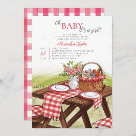 Invitación Oh Baby Summer Picnic Park Fun Cute Chica Ducha