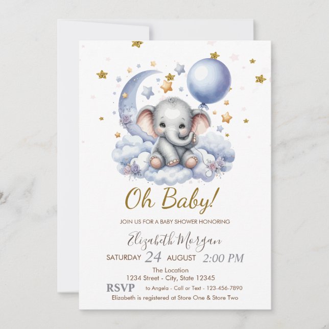 Invitación Oh Baby Teddy Bear Baby Shower (Anverso)