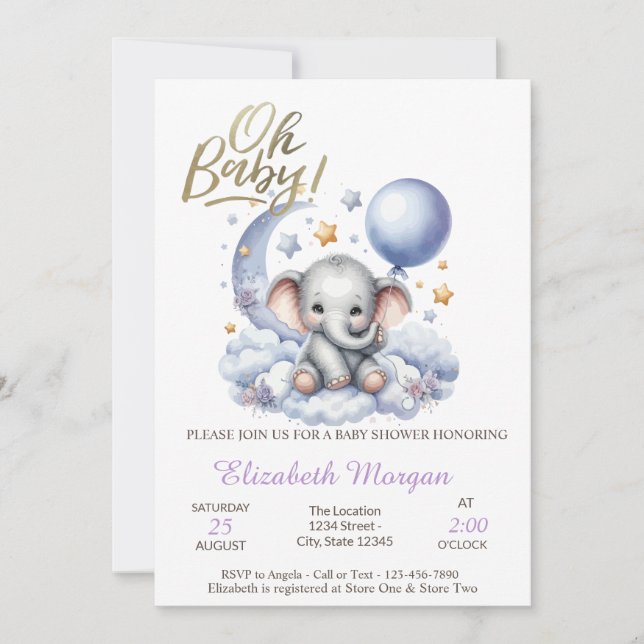 Invitación Oh Baby Teddy Bear Baby Shower (Anverso)