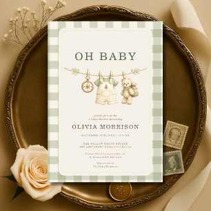 Invitación Oh Baby Teddy Bear Fiesta de Bebé Bosque