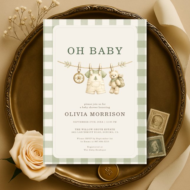 Invitación Oh Baby Teddy Bear Fiesta de Bebé Bosque (Subido por el creador)