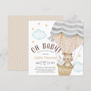 Invitación Oh Baby Teddy Bear Woodland Neutral Baby Shower