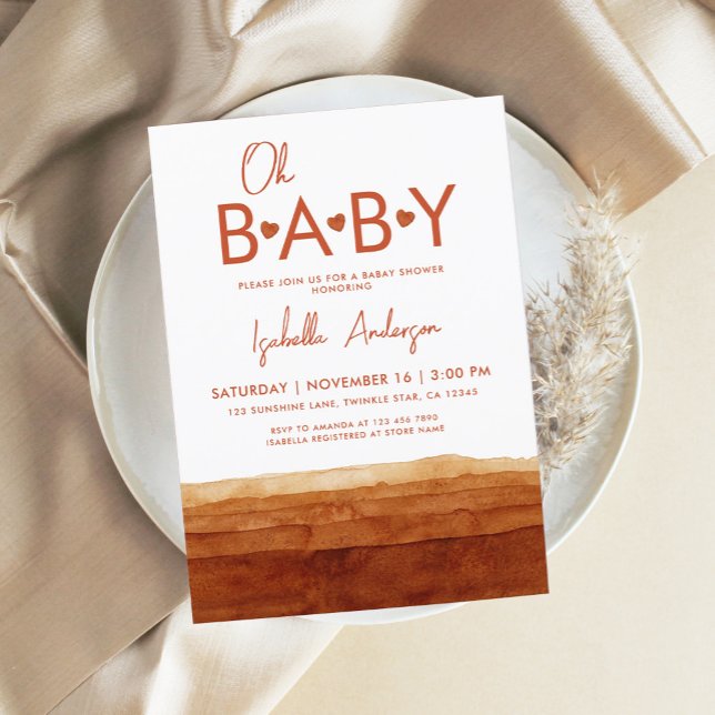 Invitación Oh Baby Terracotta Baby Shower (Subido por el creador)