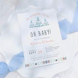 Invitación Oh Baby Tribal TeePee Adventure empieza Baby Showe