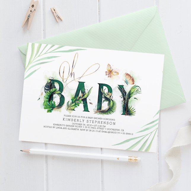 Invitación Oh Baby Tropical Greeneration and Gold Baby Shower (Subido por el creador)