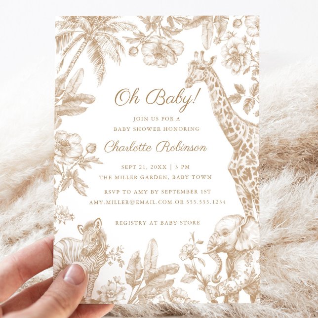 Invitación Oh Baby Tropical Jungle Safari Animals Baby Shower (Oh Baby Tropical Jungle Safari Animals Baby Shower Invitation)