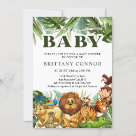 Invitación Oh Baby Tropical Jungle Safari Animals Baby Shower