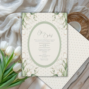Invitación Oh Baby Tulipanes Blancos Fiesta de Baby Shower Vi