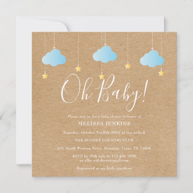Invitación Oh Baby Twinkle Twinkle Baby Shower / Sprinkle (Anverso)
