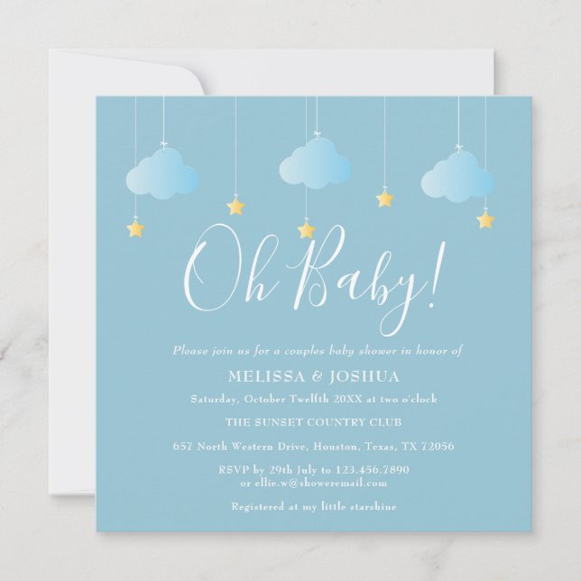 Invitación Oh Baby Twinkle Twinkle Parejas Baby Shower (Anverso)