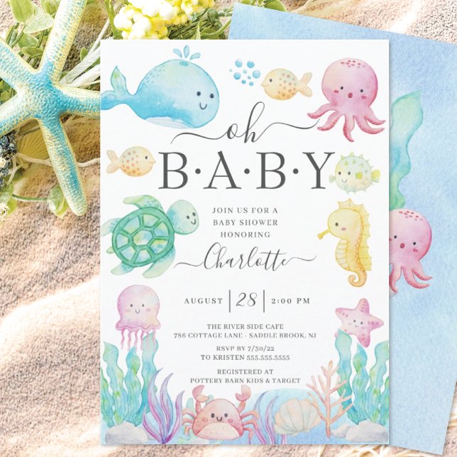 Invitación Oh Baby Under Sea Baby Shower Invitation (Subido por el creador)