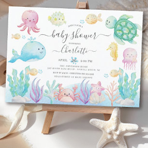 Invitación Oh Baby Under Sea Baby Shower Invitation