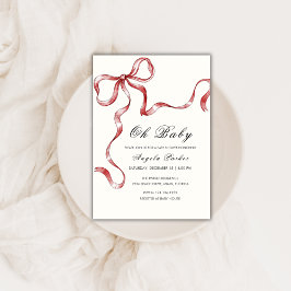 Invitación Oh Baby Vintage Minimalista Bow Baby Shower