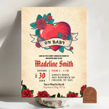 Oh Baby Vintage Tattoo Corazón Baby Shower