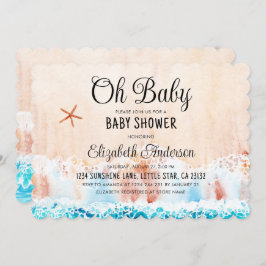 Invitación Oh Baby Watercolor Beach Baby Shower