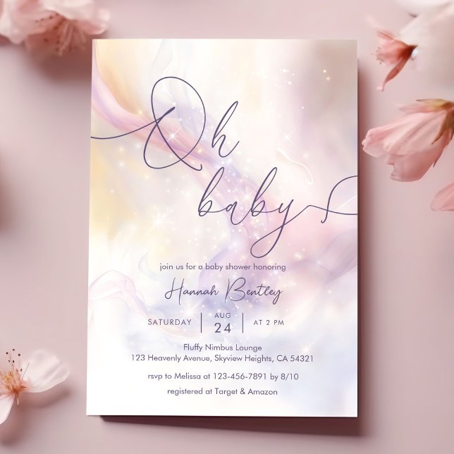 Invitación Oh Baby Watercolor Clouds Baby Shower (Subido por el creador)
