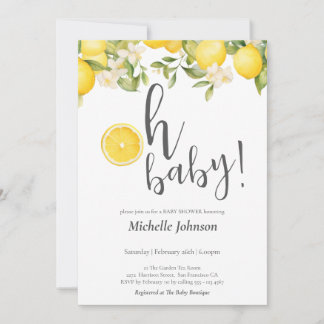 Invitación Oh Baby Watercolor Lemon Baby Shower