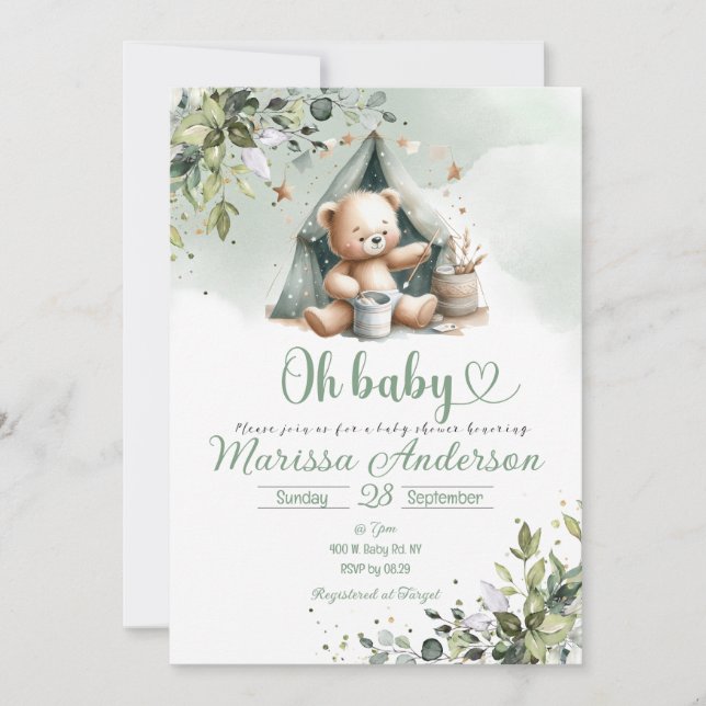 Invitación Oh Baby Whimsical Baby Shower (Anverso)