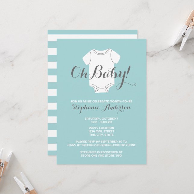 Invitación Oh Baby - Whimsical Blue Boy Fiesta (Anverso/Reverso In Situ)