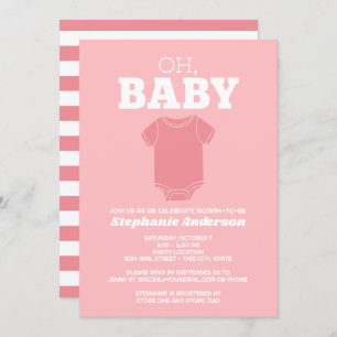 Invitación Oh Baby - Whimsical Tee Pastel Coral Baby Shower